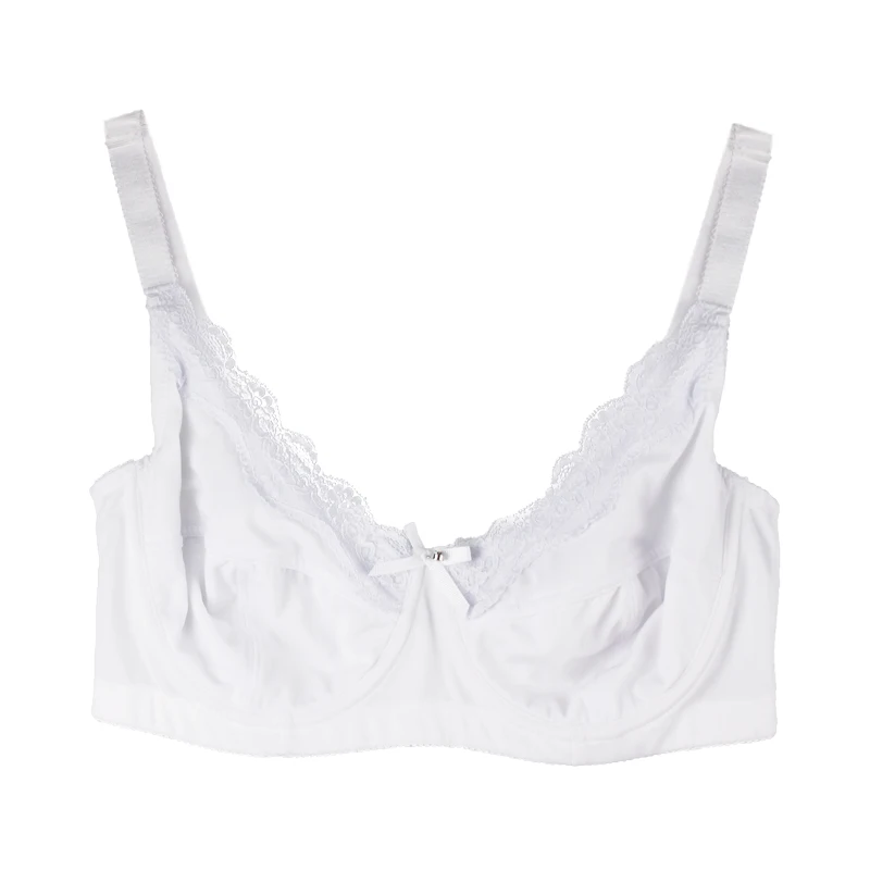 Sexy Women Big  Lace Underwear No-padded Bra Full Coverage Unlined Bras Dot Brassiere Female Lingerie Plus Size 34C-46G