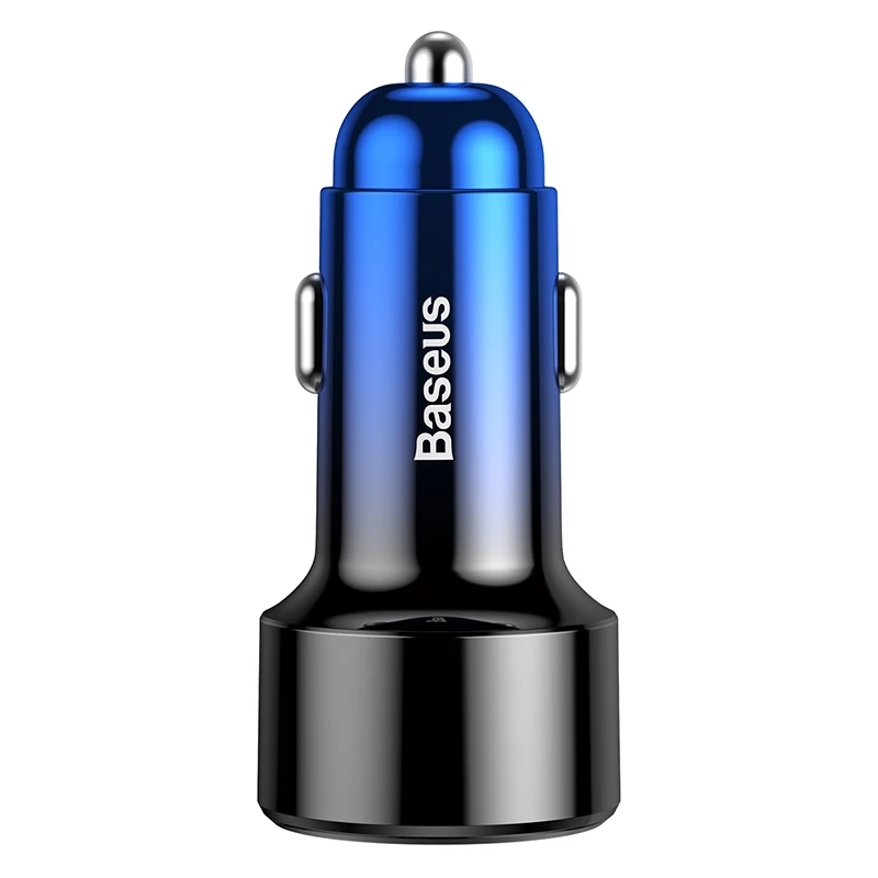 Baseus 45 Вт светодиодный дисплей автомобильное зарядное устройство quick charge 3,0 USB PD зарядное устройство type c Быстрая зарядка для iPhone 8 samsung huawei xiaomi phone - Тип штекера: Blue