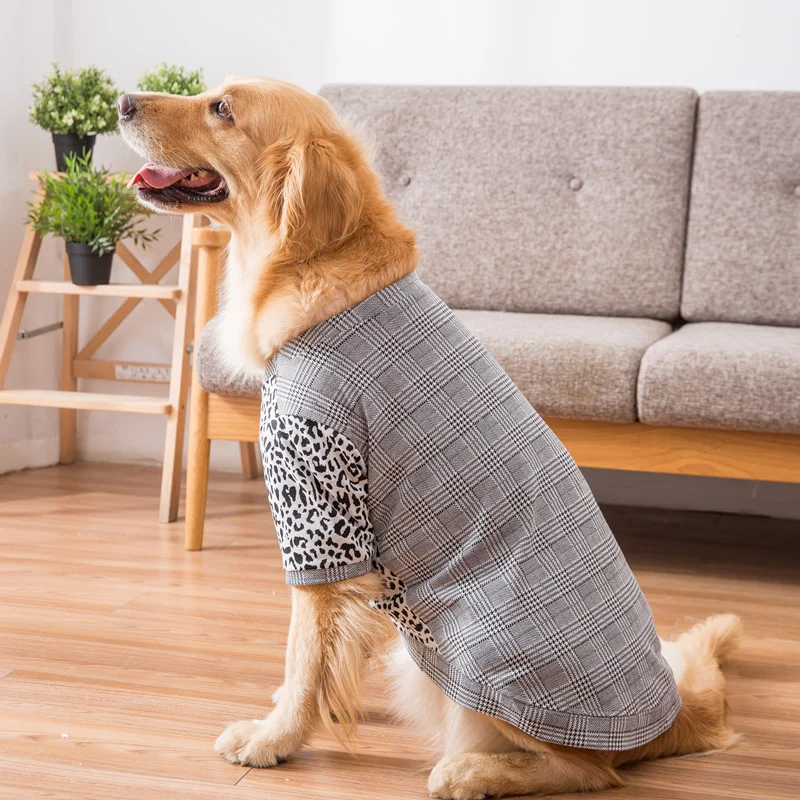 Hipidog Новое поступление серый клетчатый вязаный свитер для больших собак зимняя