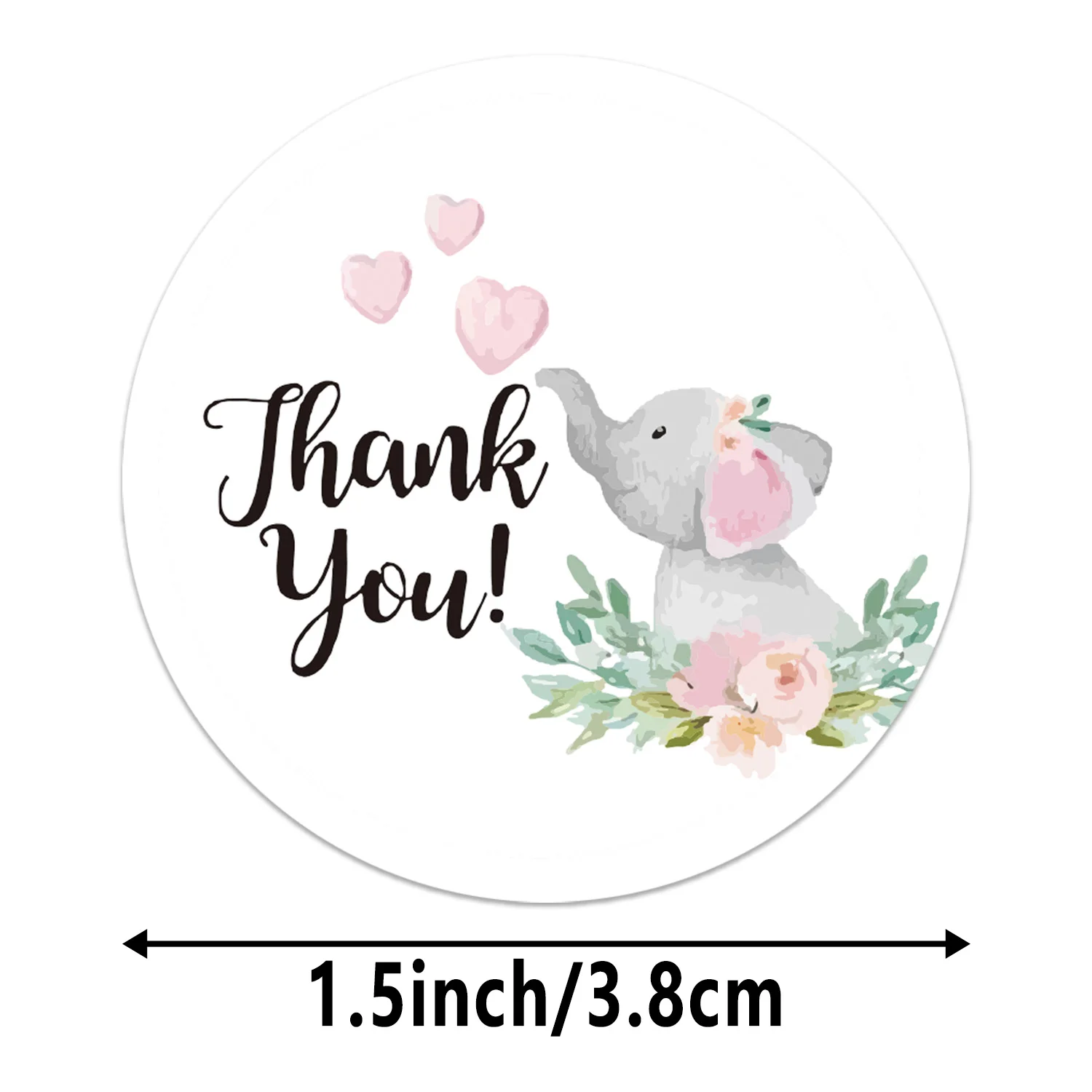 

500pcs/roll Animal Dumbo Thank you Sticker For Gift Decorations Envelope Baking Sealing Label Stationery Supply Package Stickers