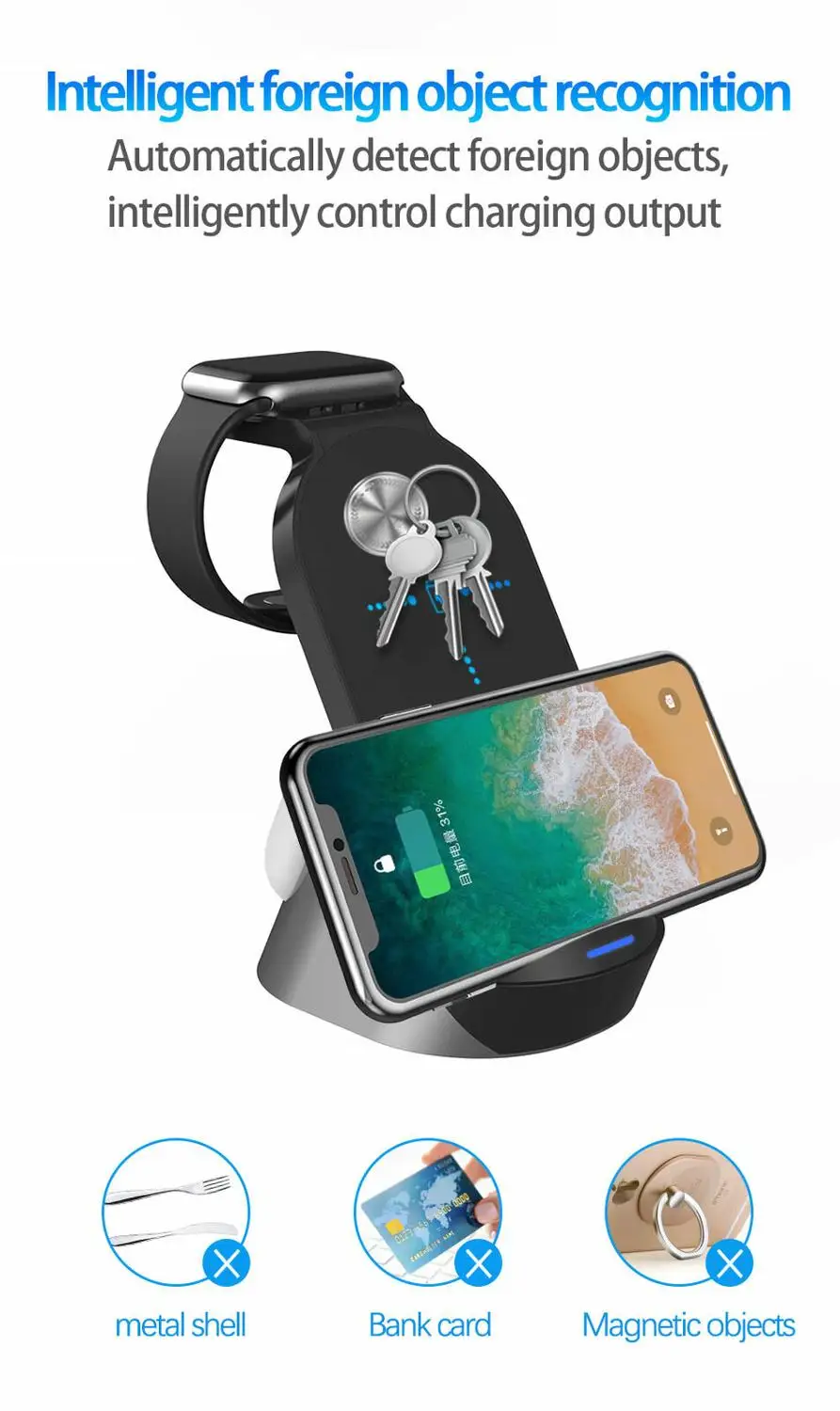

3in1 Qi Wireless Charger Charging Dock Stand For Apple iPhone Watch Earphones Charging Dock Station forAirpods Pro iWatch