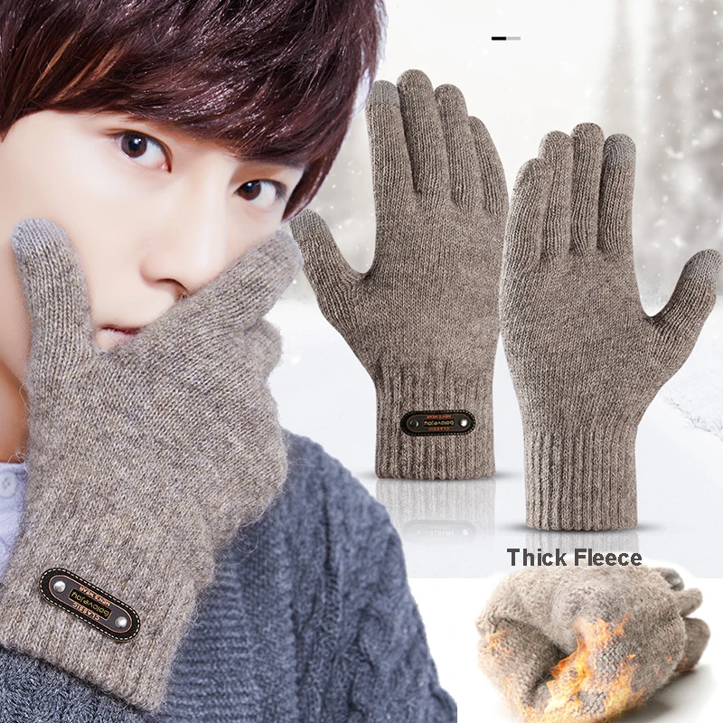 Мужские перчатки из флиса сохраняющие тепло с сенсорным экраном ветрозащитные