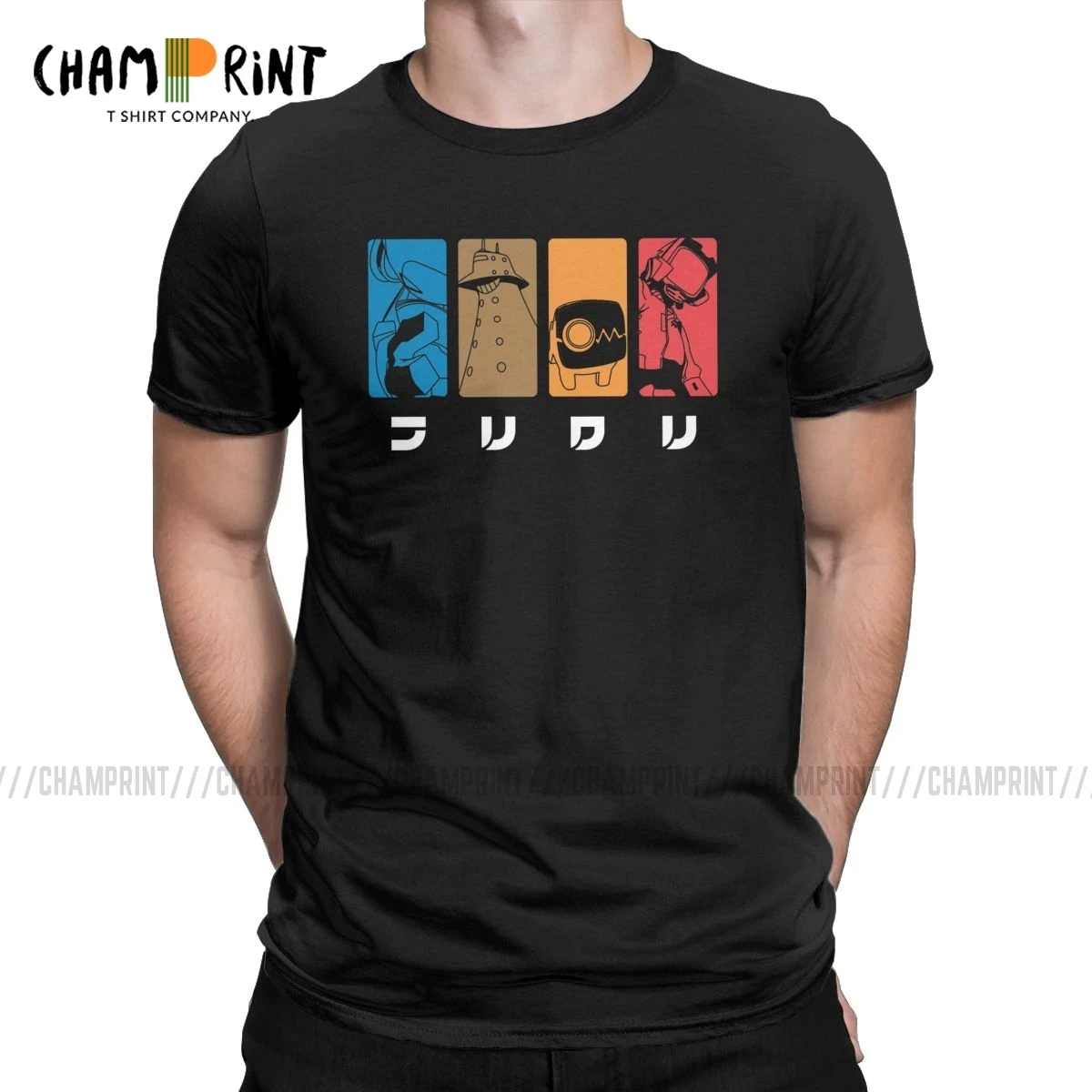 FLCL T-Shirt Men Fooly Cooly Japan Anime Vintage Pure Cotton Tees Round Neck Short Sleeve T Shirt 4XL 5XL Clothing | Мужская одежда
