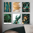 Современные абстрактные золотые фольгированные линии, зеленые холсты, художественные картины для гостиной, спальни, Постер и принты, настенные картины, домашний декор