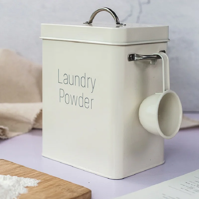 

Железная корзина для хранения пищевых продуктов, с герметичной крышкой и ложкой, молочно-белый и голубой-голубой и розовый, 16 см Ш X 11,7 см Д X 20...