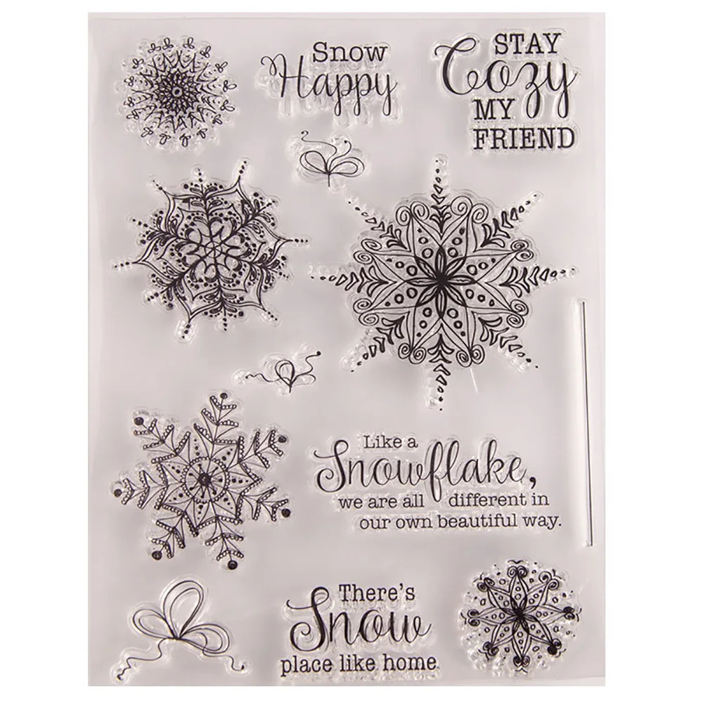 Snow Flake Transparent Silicone Stamp Clear Rubber for Scrapbooking Photo Album Paper Card DIY Craft | Дом и сад