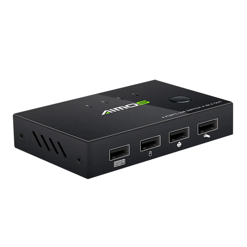 

AIMOS Стандартный USB KVM-переключатель, 4 ПК, совместное использование, клавиатура, мышь, 4K KVM, переключатель монитора, HDMI-совместимый разветвител...