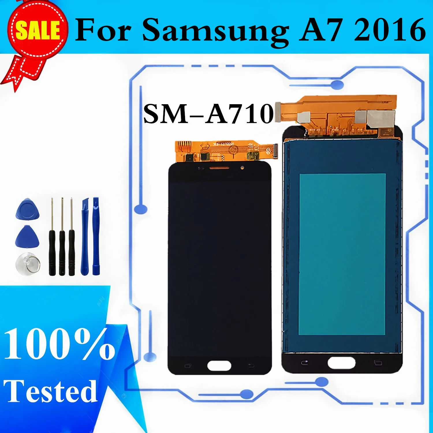 

ЖК-дисплей для Samsung Galaxy A7 2016 A710 A710F A710M, ЖК-дисплей, сенсорный экран, дигитайзер в сборе, замена