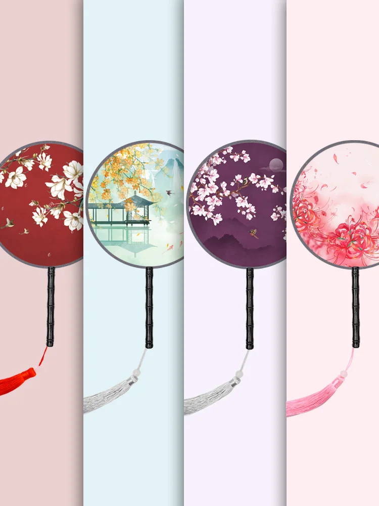 Двухсторонний круговой вентилятор древних Стиль китайский женские ложки с