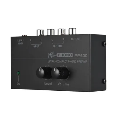 

PP500 Phono Preamp Preamplifier with Level Volume Controls RCA Input Output 1/4" TRS Interfaces for LP Vinyl Turntable