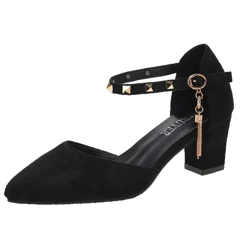 

women fashion sweet slip on black stiletto heels ladies casual comfort summer office high heel shoes zapatos