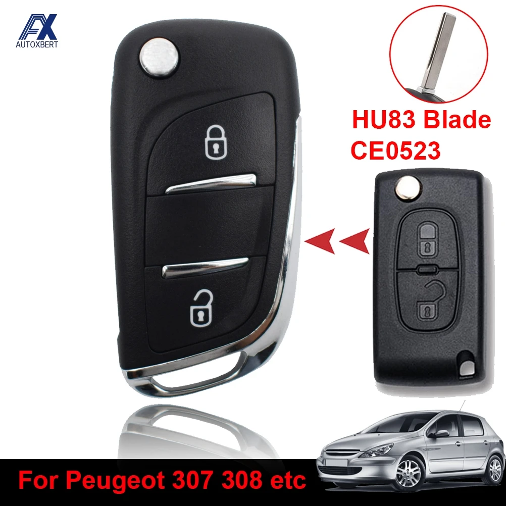 Чехол для автомобильного ключа Сменный Peugeot 207 308 3008 508 2 кнопки HU83 Blade CE0523