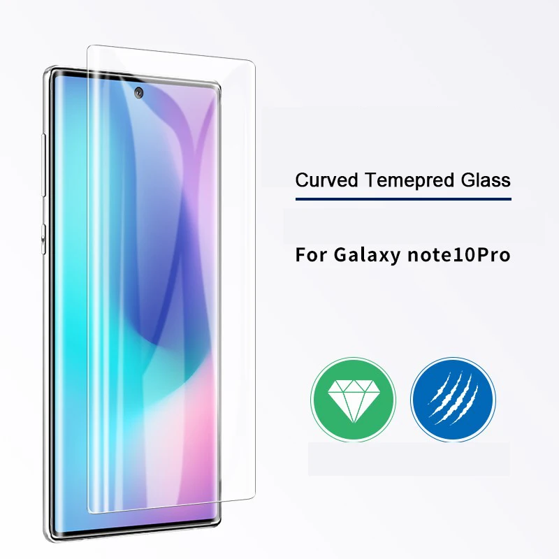 Изогнутое защитное закаленное стекло 9D для Samsung Galaxy Note 10 Pro S 8 9 S10 Lite 5G S10e S7 Edge S8 S9 Plus