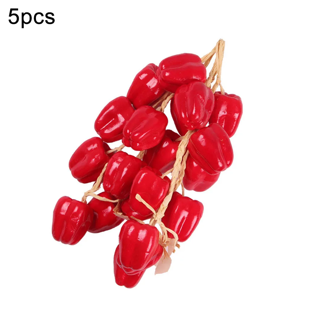 

5Pcs About 50cm Length Artificial Fruits/Vegetables Chili Strings Kindergarten Farm Hanging Decor Props Photography Photostudio
