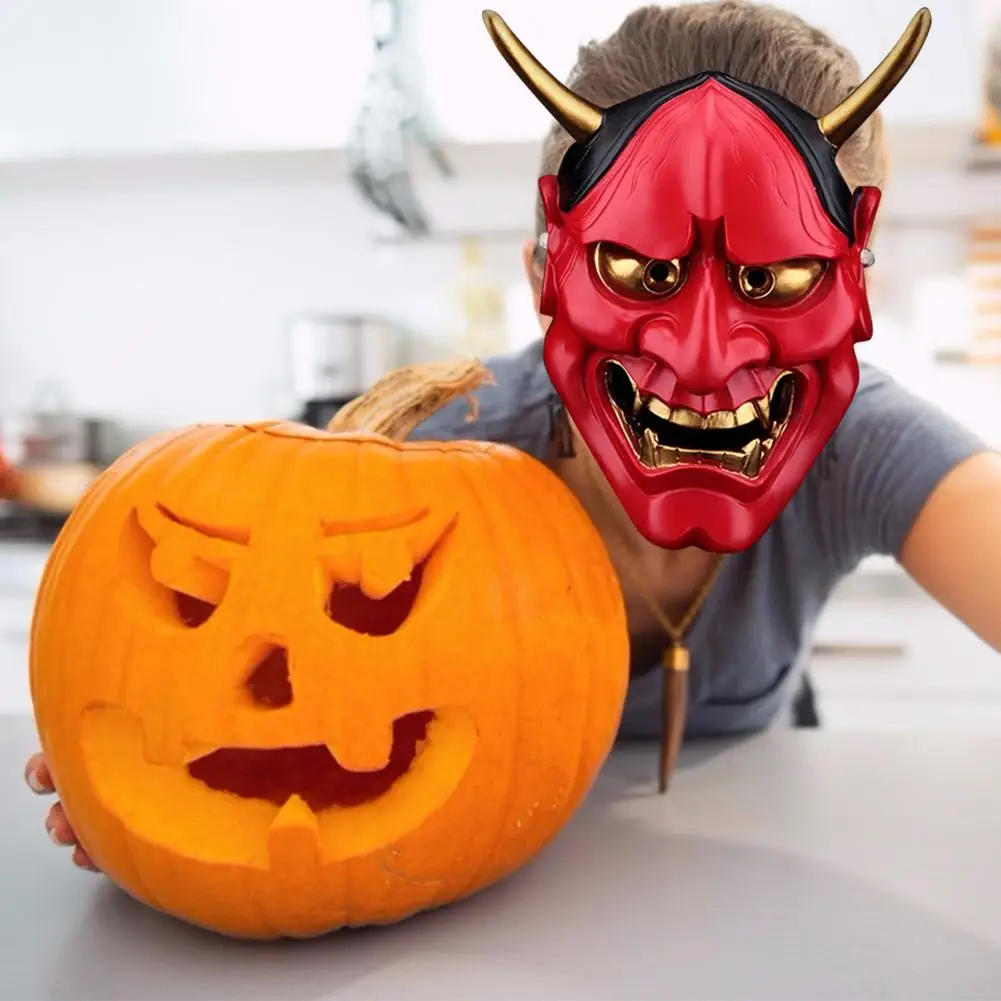 Японский самурайский гримас Косплей Хэллоуин ужасная маска буддистская