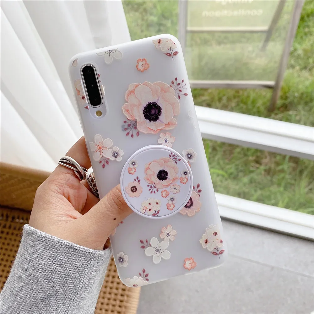 

Relief Flower Phone Case For Samsung Galaxy A01 A11 A21S A31 A41 M10 M11 M60S M80S J7 Prime 2 J8 2018 Floral Holder Soft Cover
