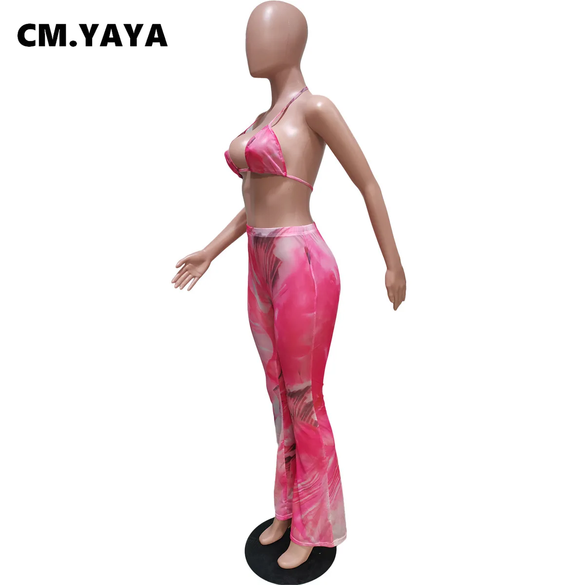 Купальники CM.YAYA женские с сетчатым принтом бандажные топы без рукавов лямкой на