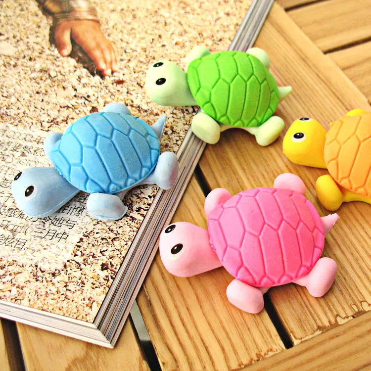 24 pcs Creative stationery small turtle simulation eraser animal cartoon rubber student stationery stationery for school