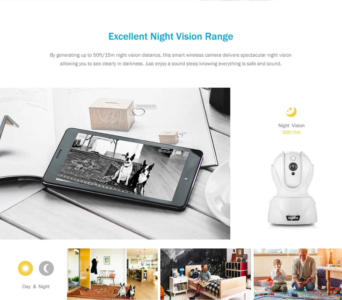 Annke 720P умная Беспроводная ip-камера безопасности, Wi-Fi, панорамирование и наклон, двухсторонняя аудио камера для внутреннего видеонаблюдения, для смартфона, ПК, планшета