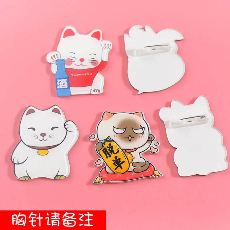 3 шт. Акриловые броши булавки в виде кошечки манэки нэко очень милые значки на