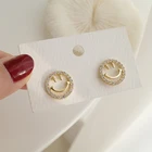 Модные классические простые серьги золотого цвета с микро-закрепкой из циркония для женщин и девушек, подарочные украшения