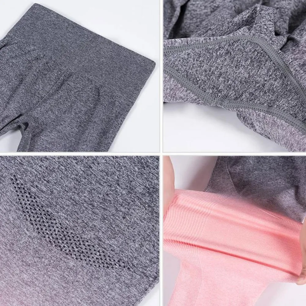

2019 Stretchy Gym Tights Energy Ombre Seamless Leggings Tummy Control Yoga Pants High Waist Sport Leggings Running Pants Women