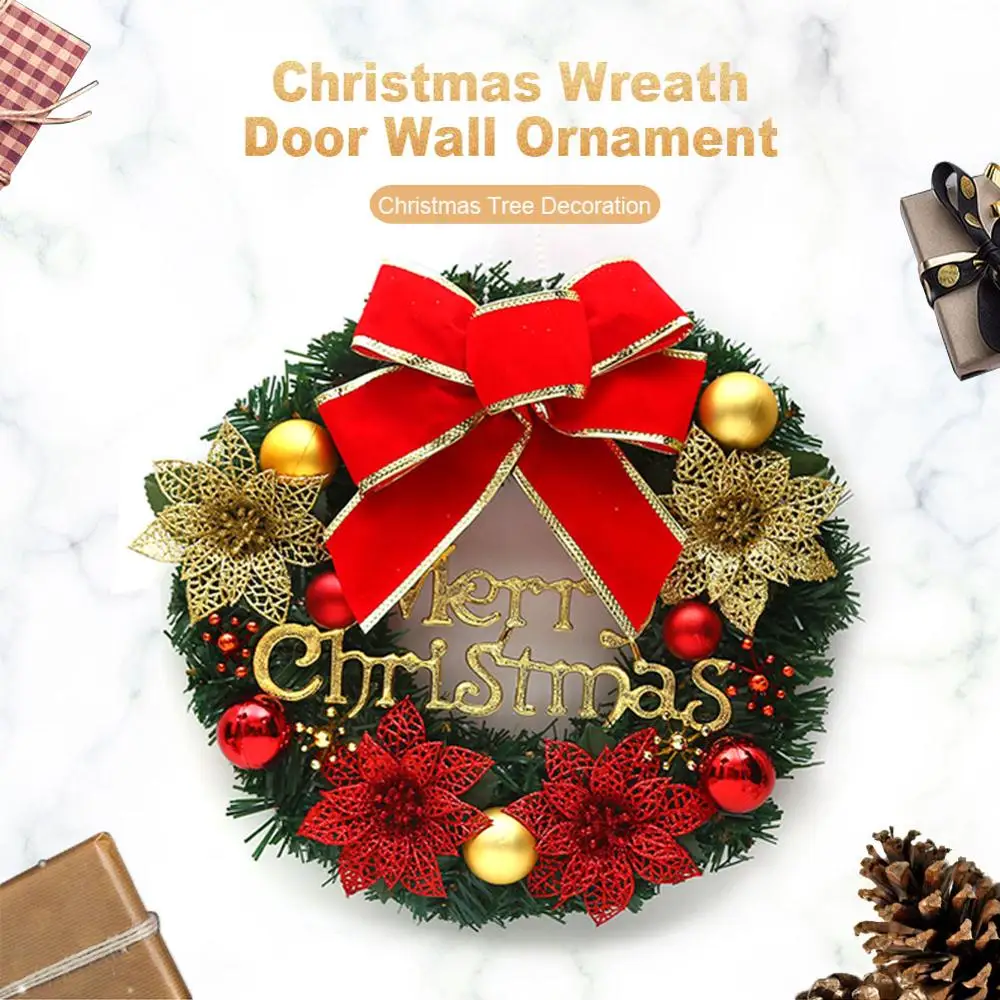 

Christmas Wreath Artificial Plant Rattan Circle Wall Decoration Simulation Fake Flower Door Hanging Wreath For Home