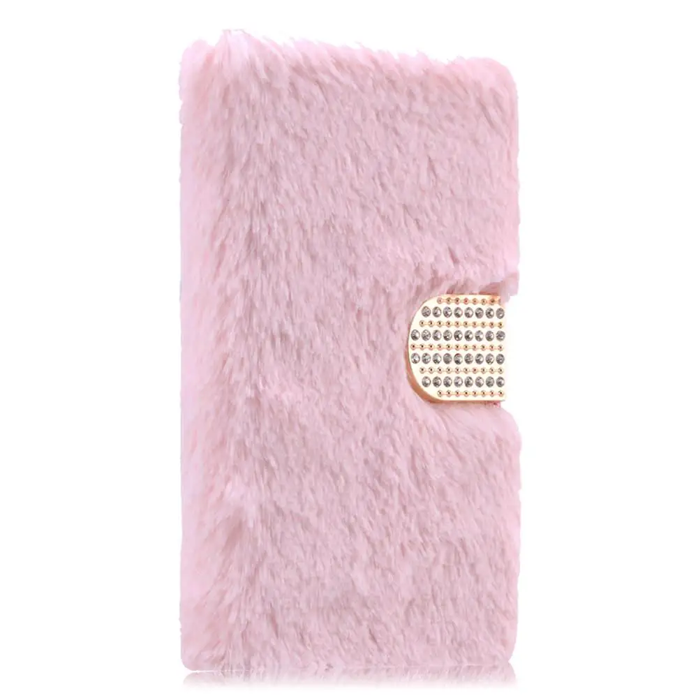 pink LAPOPNUT Роскошный кожаный чехол-книжка с теплым мехом для samsung Galaxy J6 Plus J4 J3 A5 A8 A7 A6 - Цвет: pink