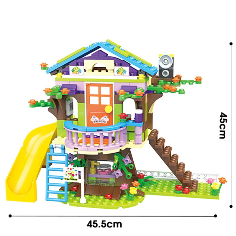 

587pcs DIY Castle Set Blocks Girls Cafe Dessert Shop Building Blocks Bricks Toys Car Slide Compatible With Children Girl Friend