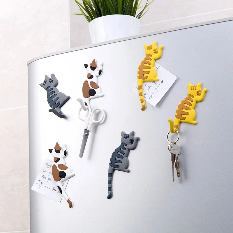 Cat Tail Refrigerator Magnet Hook Cute Cartoon Cat Creative Home Powerful Magnet Hook Multi-functional And Multi-style Beautiful