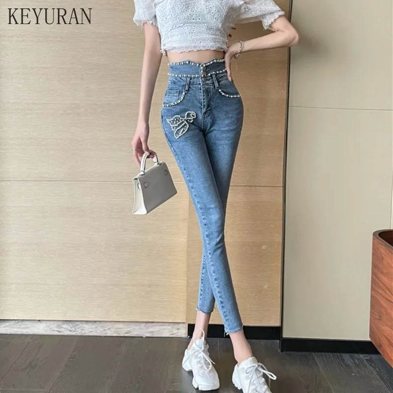 Сексуальные Джинсы бойфренда Traf Стразы джинсы с бусинами для женщин 2021 новые
