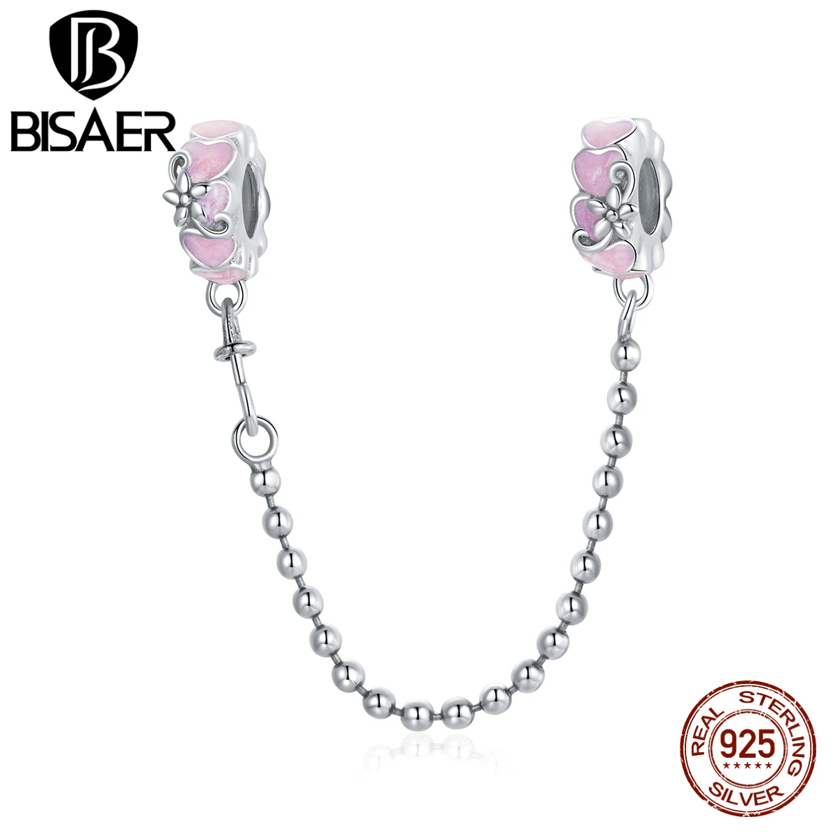 

Фиолетовое Стекло BIsaer, дизайнерская Защитная цепочка, подвеска для оригинального женского браслета, искусственное серебро, ювелирные изде...