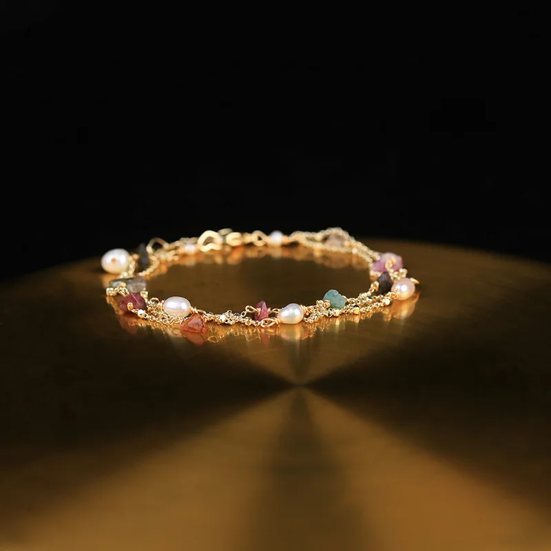 

Krasivaya Gold Color Natural Green Stone Bracelet For Girls Women Jewelry