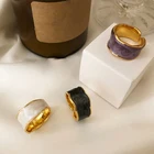 Женское Открытое кольцо неправильной геометрической формы, элегантное кольцо золотого цвета с простым дизайном, Очаровательная Дамская бижутерия в подарок
