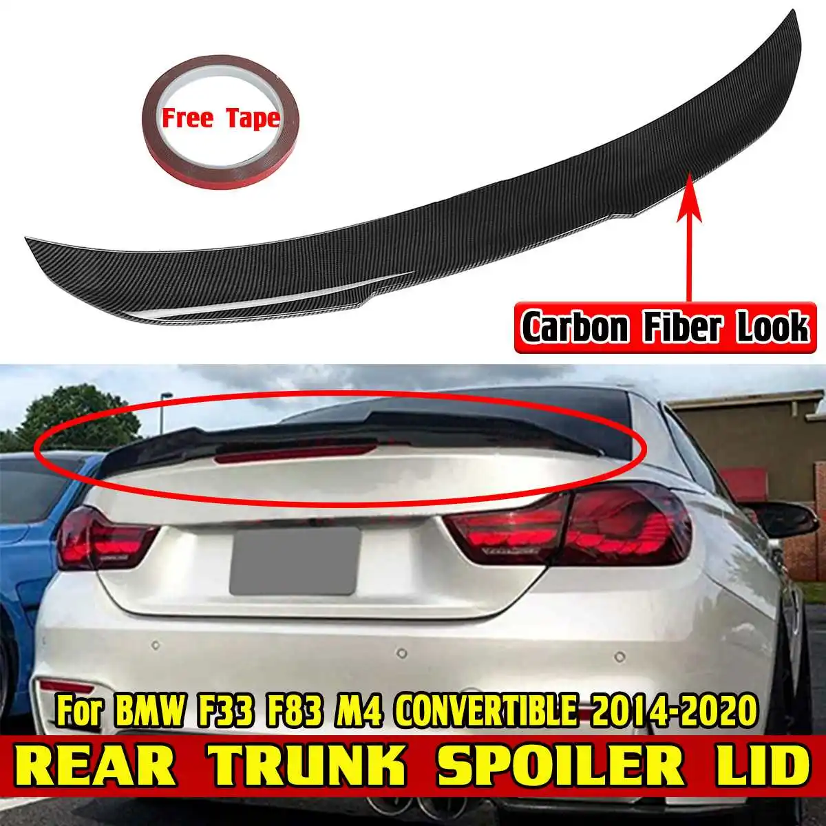 

F33 Car Rear Trunk Spoiler Lip Boot Wing Lip For BMW F33 F83 M4 CONVERTIBLE 2014-2020 PSM Style Car Rear Spoiler Wing Trunk Lip
