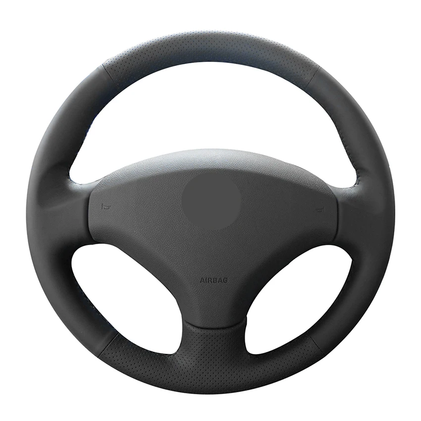 

Hand Sew Black Genuine Leather Car Accessories Steering Wheel Cover for Peugeot 308 2007 2008 2009 2010-2013 408 2012 2013 2014