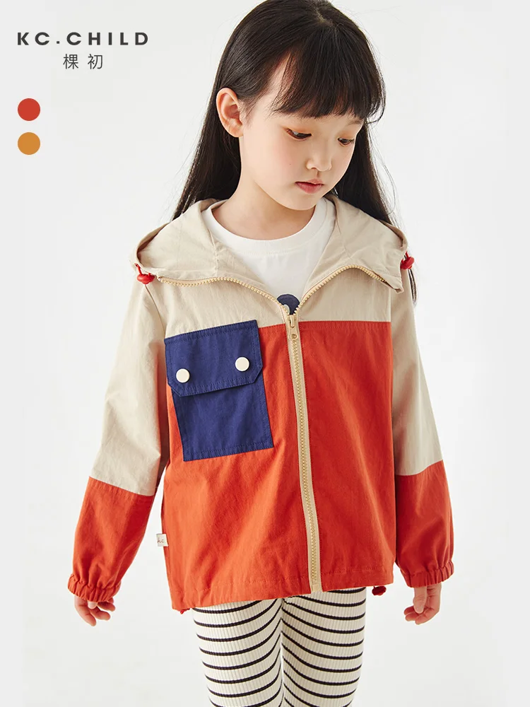 

KC.Child Kids Trench Coat For Spring Boys Girls Outwear Toddlers Spring Jacket Color-block Age2-12Y