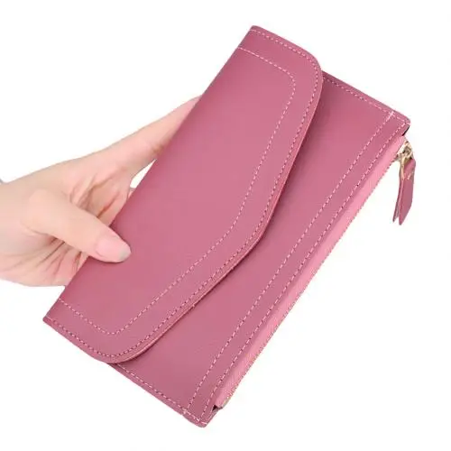 Light Purple Женский кошелёк из искусственной кожи на застежке-молнии, Длинный кошелек с несколькими слотами, держатель для карт, Сумка с пряжкой, многофункциональный кошелек - Цвет: Light Purple