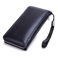 snake pattern multifunction leather wallet men luxury credit card holder wallet with long zipper purse large capacity clutch bag