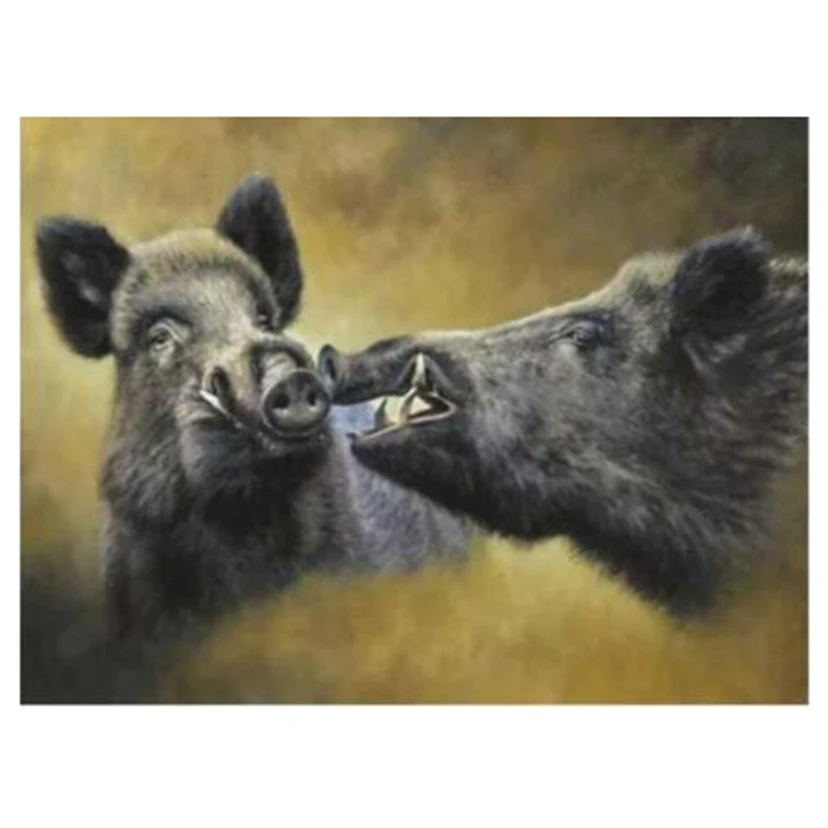 Алмазная живопись с двумя свиньями вышивка животными дикий кабан полноразмерная