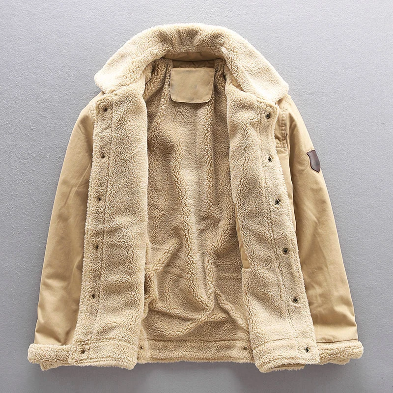 

2019 Winter New Faux Shearling Men's Casual Warm Jacket Thicken Fleece Coat Big Size 4XL 5XL