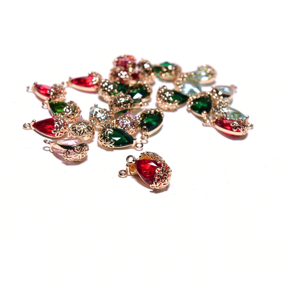 Металлические подвески стразы цветные в форме капли воды с кристаллами для изготовления ювелирных изделий