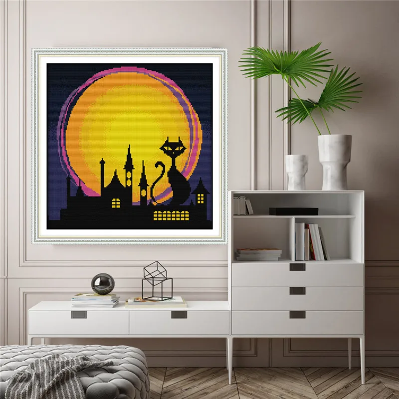Набор для вышивки Ночь Хэллоуина ручная работа с напечатанным рисунком наборы