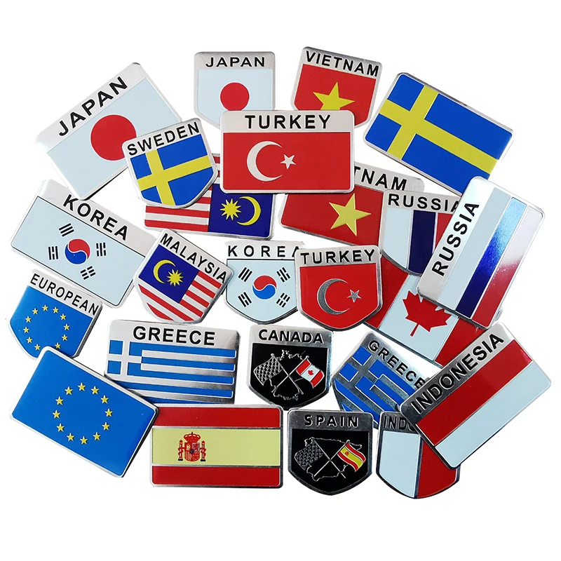 1 шт. Автомобильная наклейка алюминиевый флаг Наклейка Флаг щит 3D верхнее