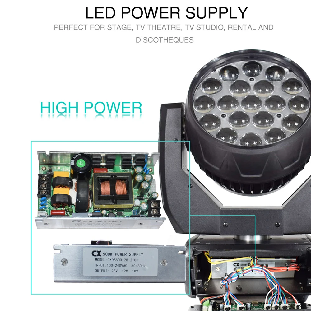19x15 Вт Led перемещение головы мыть светильник RGBW 4N1 зум сценическое освещение DMX512