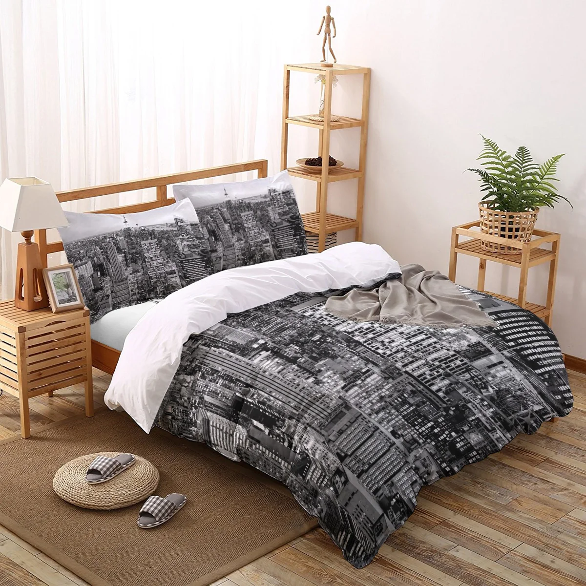 

Черно-белое городское небо облака ретро комплект постельного белья пододеяльник креативное одеяло комплект постельного белья пододеяльни...