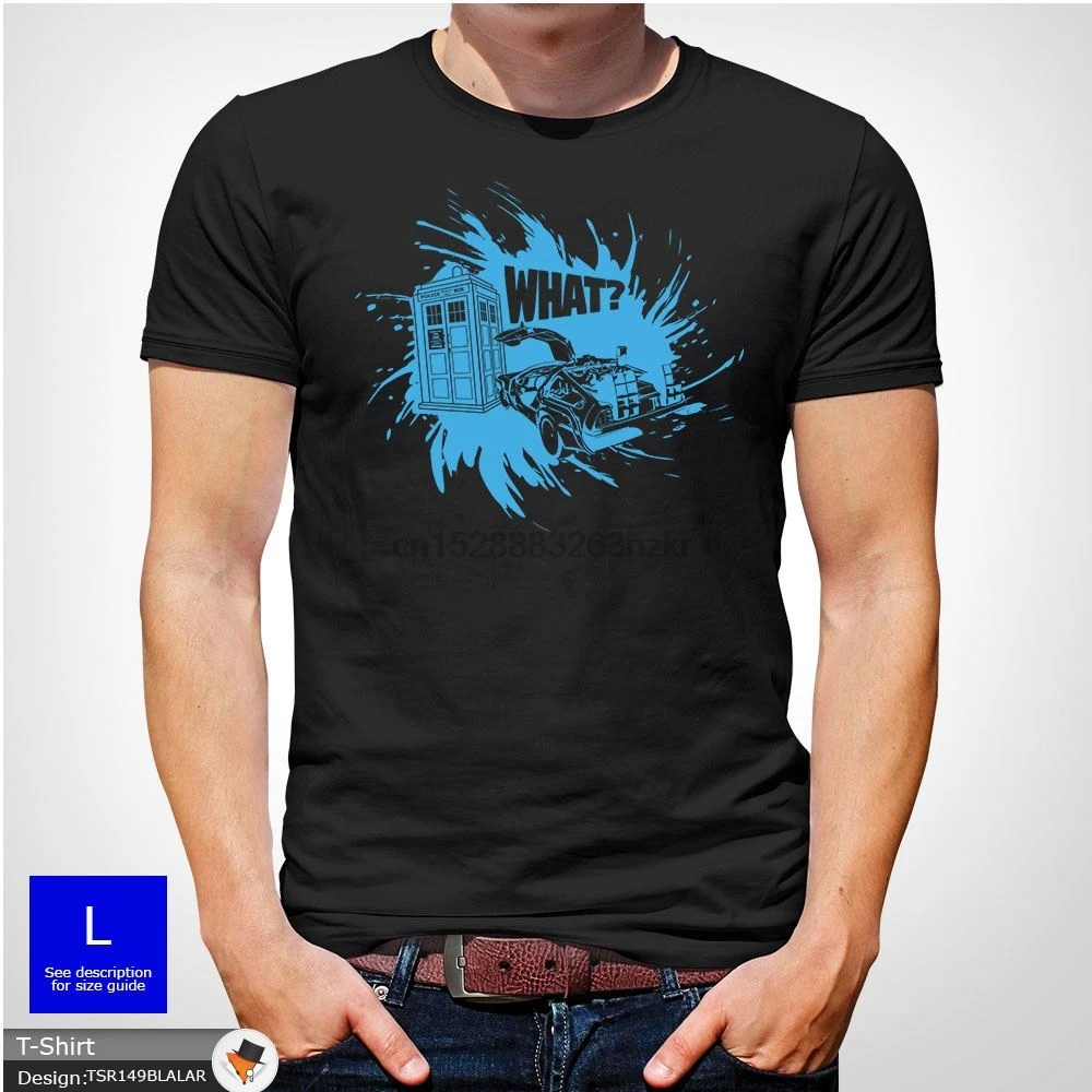Мужская забавная футболка The Tardis DeLorean Dr Who Doctor Back To Future зеленая летняя хлопковая с