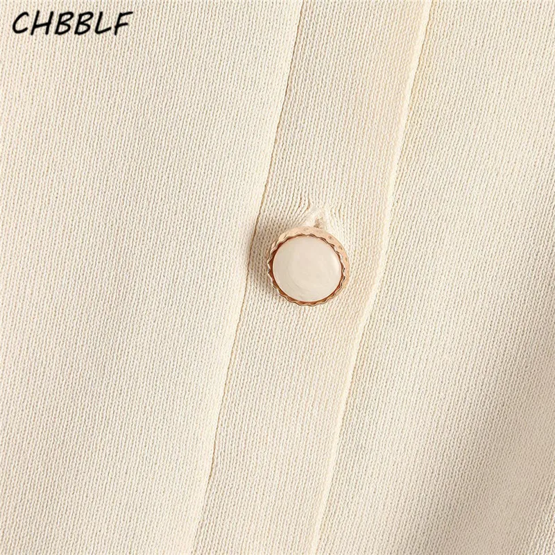 CHBBLF женские элегантные однотонные трикотажные кардиганы круглый однобортный длинный рукав женская шикарная Верхняя одежда Топы BGB9513