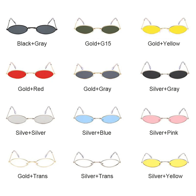 

2021 Small Frame Black Shades Round Sunglasses Women Oval Brand Designer Vintage Fashion Pink Sun Glasses Female