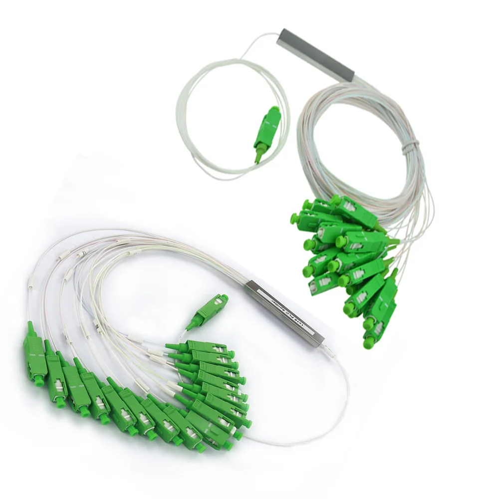 

Free shipping 10 PCS/Lot 1X2 1X4 1X8 1X16 1X32 PLC SC/APC SM 0.9mm G657A1 PVC 1m FTTH Fiber Optic SplitterHigh Reliability